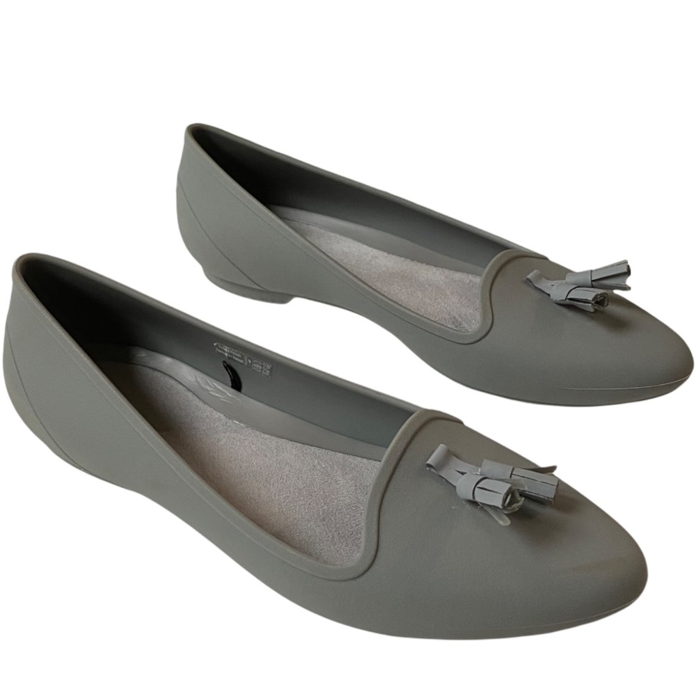 Crocs Iconic Comfort gray pointed toe tassel ballet flats shoes